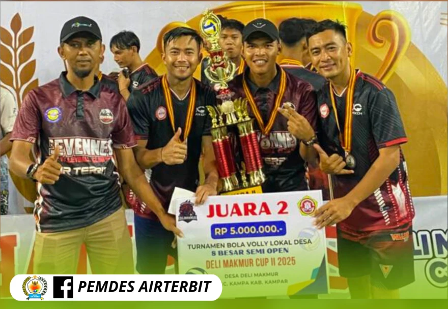 Tim Seven Net Desa Air Terbit Raih Juara 2 pada Turnamen Delimakmur CUP II